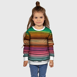 Свитшот детский Multicolored thin stripes Разноцветные полосы, цвет: 3D-белый — фото 2