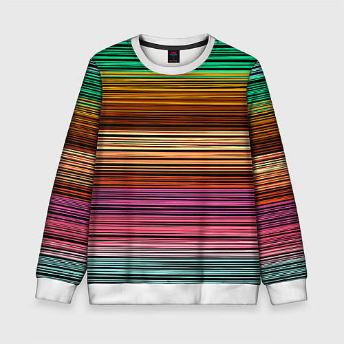 Детский свитшот Multicolored thin stripes Разноцветные полосы / 3D-Белый – фото 1