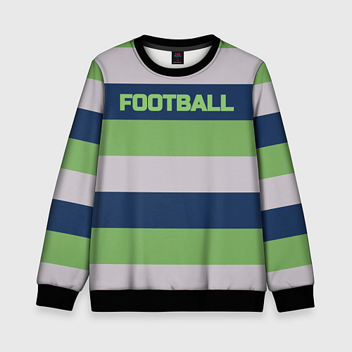 Детский свитшот Цветные полосы текст футбол Text football colored / 3D-Черный – фото 1