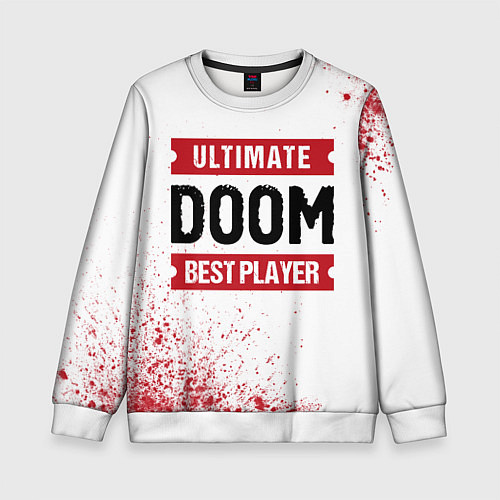 Детский свитшот Doom: красные таблички Best Player и Ultimate / 3D-Белый – фото 1