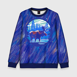 Свитшот детский Лось в лесу Blue, цвет: 3D-синий