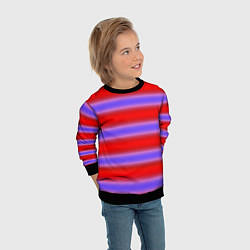 Свитшот детский Striped pattern мягкие размытые полосы красные фио, цвет: 3D-черный — фото 2