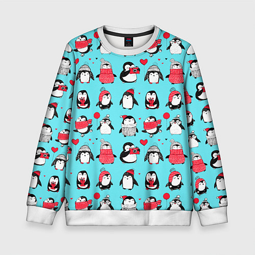 Детский свитшот PENGUINS ON THE POSITIVE / 3D-Белый – фото 1