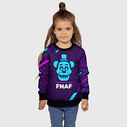 Свитшот детский Символ FNAF в неоновых цветах на темном фоне, цвет: 3D-черный — фото 2