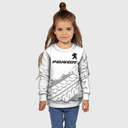 Свитшот детский Peugeot Speed на светлом фоне со следами шин, цвет: 3D-белый — фото 2