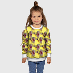 Свитшот детский Попугай Корелла Орёт Мем, цвет: 3D-белый — фото 2