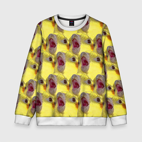 Детский свитшот Попугай Корелла Орёт Мем / 3D-Белый – фото 1