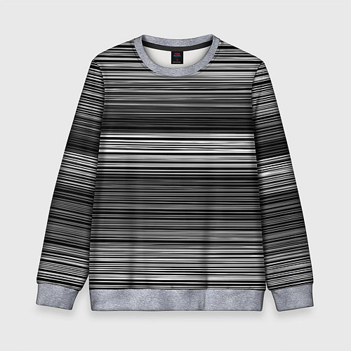 Детский свитшот Black and white thin stripes Тонкие полосы / 3D-Меланж – фото 1