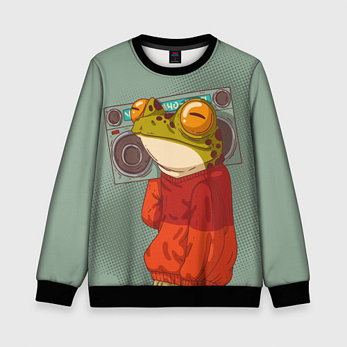 Детский свитшот Лягуха с мафоном / 3D-Черный – фото 1