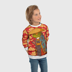 Свитшот детский Старая самурайская лягуха, цвет: 3D-белый — фото 2