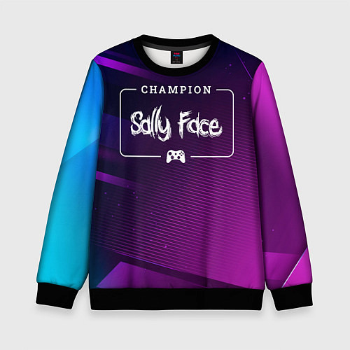 Детский свитшот Sally Face Gaming Champion: рамка с лого и джойсти / 3D-Черный – фото 1