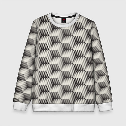 Детский свитшот 3D Куб Оптическая иллюзия 3D Cube / 3D-Белый – фото 1