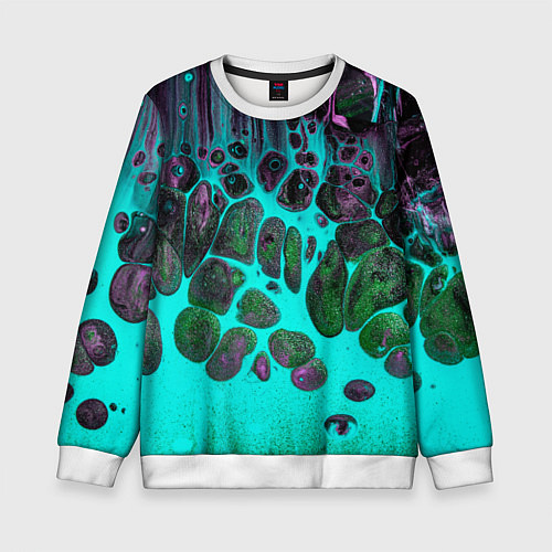 Детский свитшот Неоновый песок и камни - Голубой / 3D-Белый – фото 1
