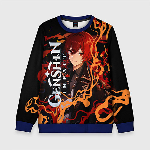 Детский свитшот Дилюк-полуночный герой / 3D-Синий – фото 1