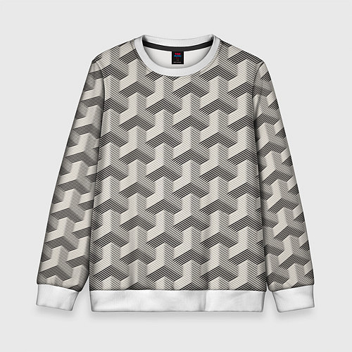 Детский свитшот Геометрические фигуры Оптическая иллюзия / 3D-Белый – фото 1