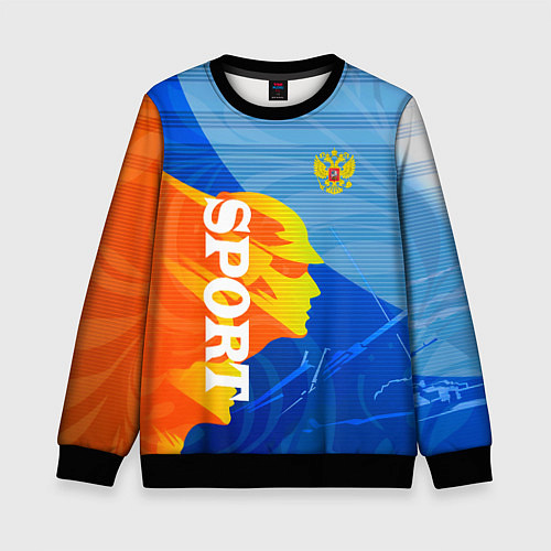 Детский свитшот РОССИЯ - СПОРТ - ГЕРБ / 3D-Черный – фото 1