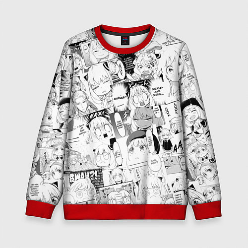 Детский свитшот Spy Family Heh Семья Шпиона Анечка Фоджер / 3D-Красный – фото 1