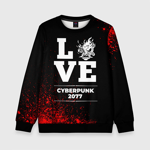 Детский свитшот Cyberpunk 2077 Love Классика / 3D-Черный – фото 1