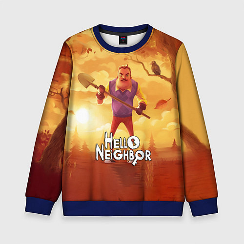 Детский свитшот Hello Neighbor Привет сосед Сосед с лопатой / 3D-Синий – фото 1