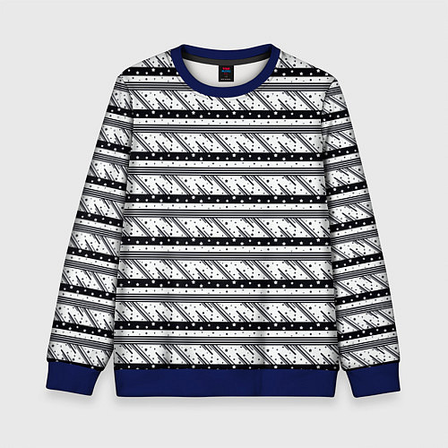 Детский свитшот Черные и белые полосы и звезды / 3D-Синий – фото 1
