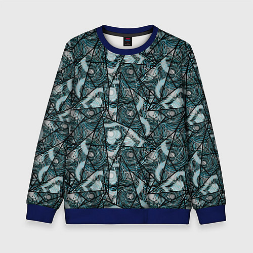 Детский свитшот Гранжевый абстрактный узор на темно сером фоне / 3D-Синий – фото 1
