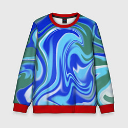 Свитшот детский Тай-дай с синим, зелёным и белым цветом, цвет: 3D-красный