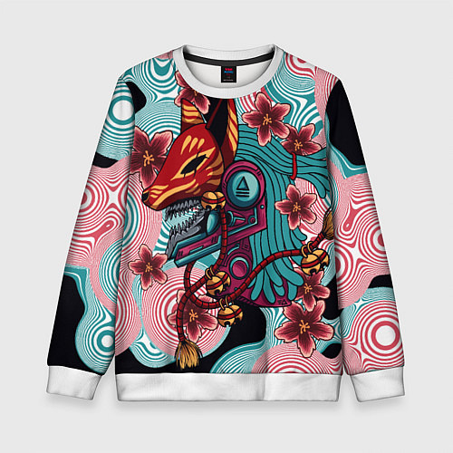 Детский свитшот Кицунэ-маска / 3D-Белый – фото 1