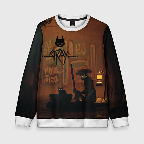 Детский свитшот Бездомный Кот и Робот / 3D-Белый – фото 1