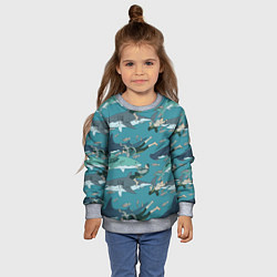 Свитшот детский Ныряльщики и акулы - паттерн, цвет: 3D-меланж — фото 2