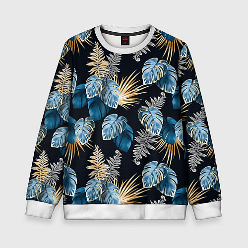 Детский свитшот Свет неоновых листьев / 3D-Белый – фото 1