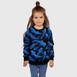 Свитшот детский Стая акул - паттерн, цвет: 3D-черный — фото 2