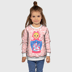 Свитшот детский Матрешка в узорах, цвет: 3D-белый — фото 2