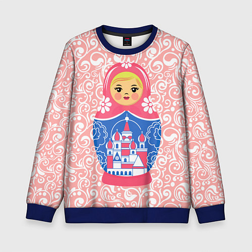 Детский свитшот Матрешка в узорах / 3D-Синий – фото 1