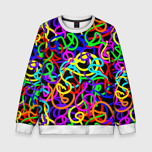 Детский свитшот Неоновый беспорядок / 3D-Белый – фото 1