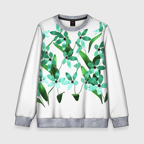 Детский свитшот Flowers green light / 3D-Меланж – фото 1