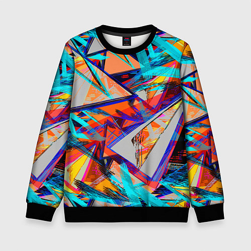 Детский свитшот Яркий неоновый абстрактный узор / 3D-Черный – фото 1