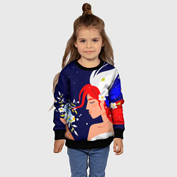 Свитшот детский Русская девушка с триколором на волосах, цвет: 3D-черный — фото 2