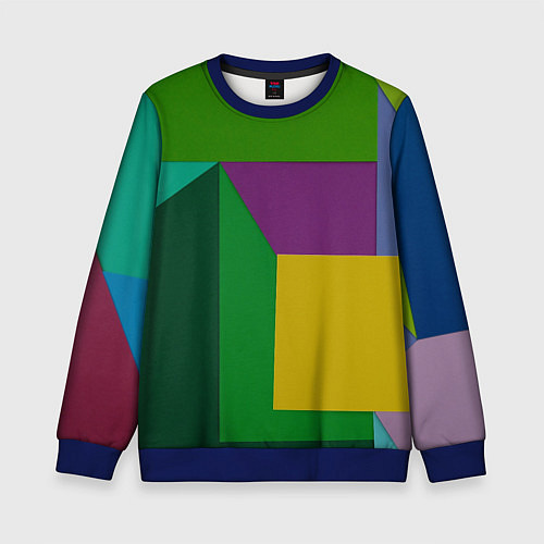 Детский свитшот Абстрактный случайный набор геометрических фигур - / 3D-Синий – фото 1