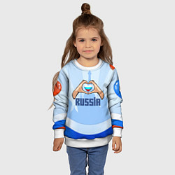 Свитшот детский Люблю Россию - сердечко руками, цвет: 3D-белый — фото 2