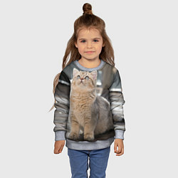 Свитшот детский Британская короткошёрстная кошка смотрит вверх, цвет: 3D-меланж — фото 2