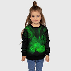 Свитшот детский Зелёный абстрактный дым, цвет: 3D-черный — фото 2