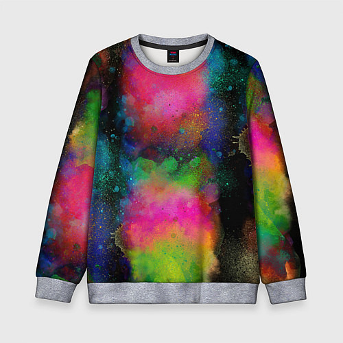 Детский свитшот Разноцветные брызги кляксы / 3D-Меланж – фото 1