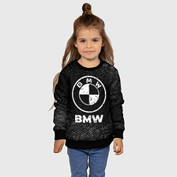 Свитшот детский BMW с потертостями на темном фоне, цвет: 3D-черный — фото 2
