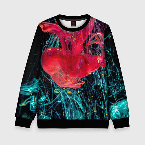 Детский свитшот Абстрактный всплеск розовой и голубой красок / 3D-Черный – фото 1