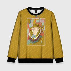 Свитшот детский Отдыхающая лягуха, цвет: 3D-черный