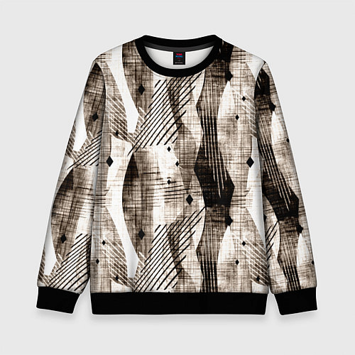 Детский свитшот Абстрактный гранжевый коричнево-бежевый / 3D-Черный – фото 1