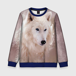 Свитшот детский Белый зимний волк, цвет: 3D-синий