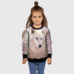 Свитшот детский Белый зимний волк, цвет: 3D-черный — фото 2