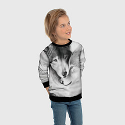 Свитшот детский Love: Волк и волчица, цвет: 3D-черный — фото 2