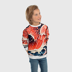 Свитшот детский Великая красная волна, цвет: 3D-белый — фото 2